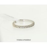 Diamond set half eternity ring, round brilliant cut diamonds mounted in white metal stamped as 18ct,