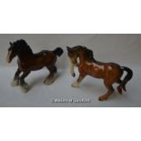 A Beswick cantering Shire horse; a ceramic horse stamped Holland.