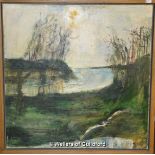 *River scene, monogrammed W 5960, oil on canvas, 102 x 99.5cm (Lot subject to VAT)