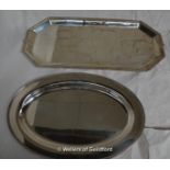 A rectangular silver plated tray with canted corners, 54.5cm; an oval silver plated tray.