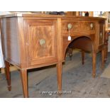 An early 20th Century mahogany bowfront sideboard with satinwood crossbanding and ebony and