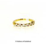 Diamond half eternity ring, round brilliant cut diamonds claw set in yellow metal, with Portuguese