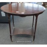 An Edwardian oval mahogany centre table raised on four tapering square legs united by a galleried