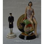 A Peggy Davies Victoria Bourne Original Artist's Proof figure of a scantily clad lady seated on a