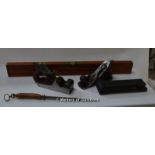 *Tools: Hearnshaw Bros rosewood plane, owner's stamp Spiers, Ayr; a Stanley mahogany and brass