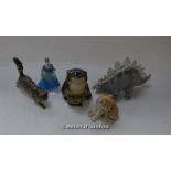 A Russian porcelain figure of a Persian cat, another of leopard cub; a Coalport figure 'Taking the