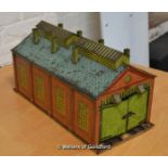 *Hornby tinplate double engine shed, 49.5cm long. (Lot subject to VAT)