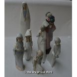A group of Lladro figures and one similar by Casades, the tallest 35.5cm.