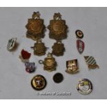 *South African Army military cap badges; three smaller matching badges; nine late 20th Century