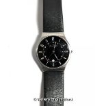 *Gentlemen's Skagen wristwatch, circular black dial with Arabic numerals and date aperture, on a