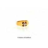 Diamond set signet ring, 18ct yellow gold signet ring with a rubover set round brilliant cut diamond