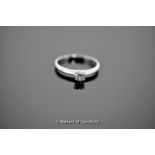 *Single stone diamond ring, round brilliant cut diamond weighing an estimated 0.24ct, four claw