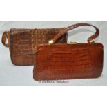 *Two crocodile skin handbags, 1950's,