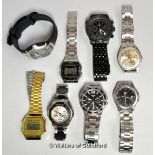 *Selection of eight mixed wristwatches, including six Casio, a Rotary and Atlantic (Lot subject to