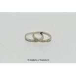 Two half eternity rings, round brilliant cut diamond mounted in 18ct white gold, ring size I½