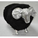 Christian Maas, aluminium and black wool sheep sculpture, Nano, limited edition 16/275, 2012, 27cm.