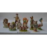 Beatrix Potter figures by Royal Albert: Jemima Puddleduck, Flopsy, Mopsy & Cottontail, Squirrel