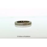 Diamond full eternity ring, single cut diamonds mounted in white metal tested as platinum, ring size