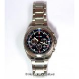 *Gentlemen's Citizen Eco-Drive stainless steel wristwatch, circular blue dial with red and white