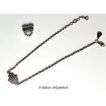 *Pandora 'Mum' heart charm and a Pandora bracelet (Lot subject to VAT)