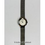 *Ladies' Skagen wristwatch, circular silvered dial with white stone set hour markers, in stainless