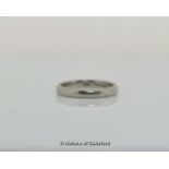 Platinum wedding band, 3.9 grams, ring size H½