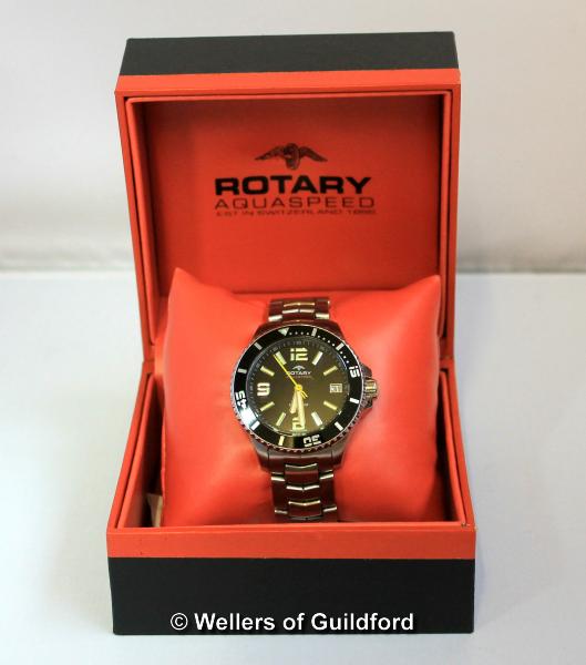 *Gentlemen's Rotary Aquaspeed wristwatch, circular black dial with baton and Arabic hour markers, - Image 2 of 2