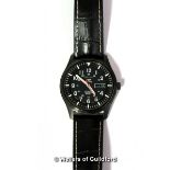 Gentlemen's Seiko 5 Sports automatic wristwatch, circular black dial with Arabic numerals and day/