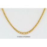 Diamond riviere necklace, graduating round brilliant cut diamonds claw set in 18ct yellow gold,