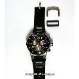 *Gentlemen's Invicta wristwatch, circular black dial with Arabic numerals and baton hour markers,