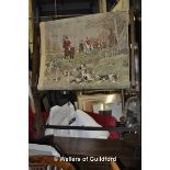 Lawrence & Lowings tapestry loom with hunting scene tapestry
