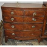 A 19th Century mahogany bow front chest of two short and three long drawers on bracket feet,