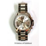 *Michael Kors stainless steel wristwatch, circular cream dial with Roman numerals and baton hour