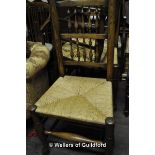 Eight to go with previos lot oak spindle back chairs with rush seating (2+6)