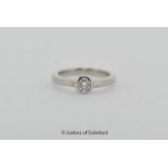 Single stone diamond ring, round brilliant cut diamond weighing an estimated 0.30ct, rubover set