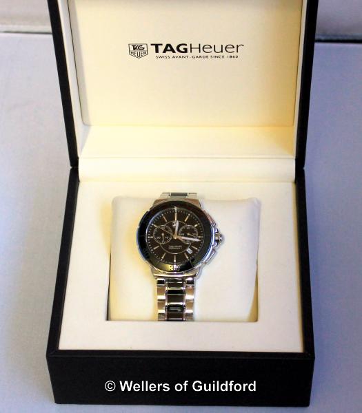 *Tag Heuer Formula 1 wristwatch, stainless steel and black ceramic, with baton hour markers, date - Image 2 of 2