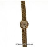 Ladies' Tissot 9ct yellow gold wristwatch with champagne coloured dial and baton hour markers