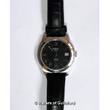 *Tissot 1853 wristwatch, circular black dial with Roman numerals and date aperture, in stainless