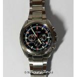 *Gentlemen's Citizen Eco-Drive wristwatch, circular dark blue dial, with baton hour markers, date