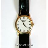 *Gentlemen's Raymond Weil gold plated wristwatch, oval white dial with Roman numerals and date