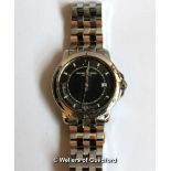 *Gentlemen's Raymond Weil wristwatch, circular grey dial with Roman numerals and baton hour markers,