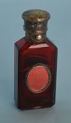 A good quality cranberry glass scent bottle with h