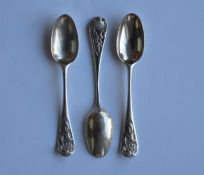 A group of three early Georgian teaspoons with she