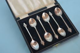 A set of six cased coffee spoons. Birmingham. By W