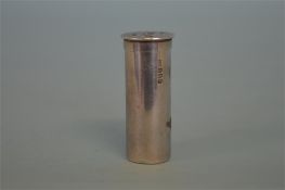 An unusual vesta in the form of a shotgun cartridg