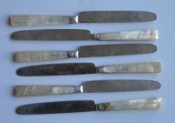 A set of six early Georgian tea knives with MOP ha