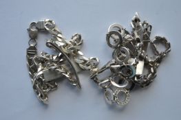 A heavy group of modern silver bracelets. Approx.