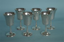 A heavy set of six plain tapered goblets. Birmingh