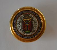 A circular micro mosaic brooch in the form a beetl