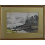 HAMILTON CHAPMAN: Watercolour of a lake scene. Approx. 52 cms x 33 cms. Est. £50 - £60.